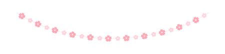 Cherry Blossom Garland, Cute Floral Bunting Spring Design Elementsのイラスト素材
