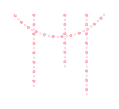 Cherry Blossom Hanging Garland Vector Illustration. Floral Frame Bunting Design Element.のイラスト素材