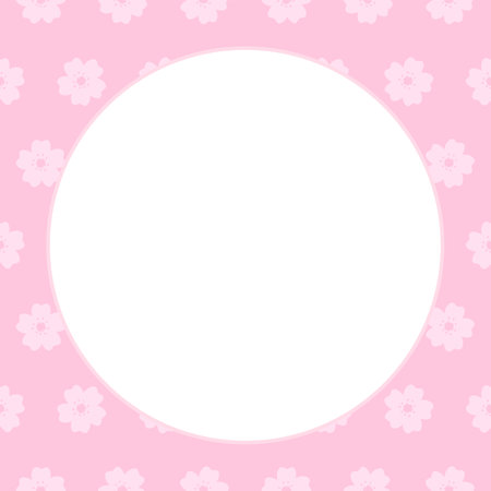 Cute Round Sakura Cherry Blossom Frameのイラスト素材