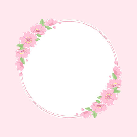 Round Cherry Blossom Frameのイラスト素材
