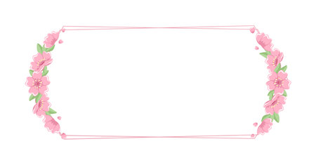 Cherry Blossom Frames. Long Oval Floral Border.のイラスト素材