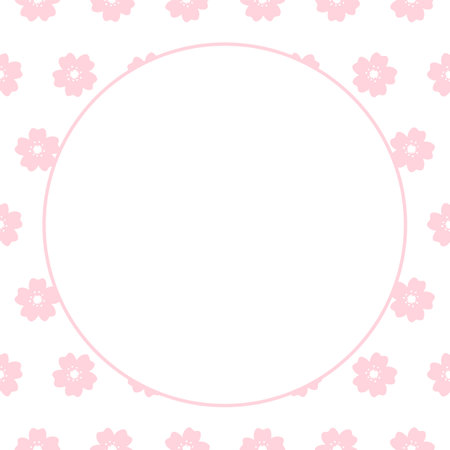Cute Round Sakura Cherry Blossom Frameのイラスト素材