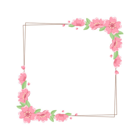 Square Cherry Blossom Frameのイラスト素材