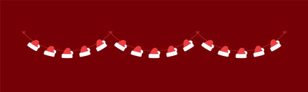 Christmas Santa Hat Vector Illustration, Christmas Graphics Festive Winter Holiday Season Buntingのイラスト素材