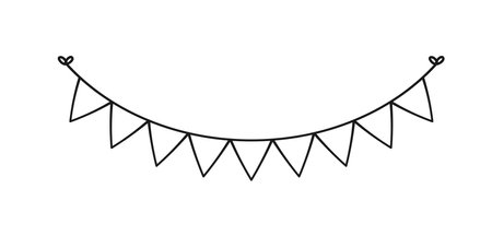 Blank banner, bunting garland doodle outline templates for birthday parties event vector illustrationのイラスト素材