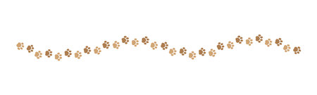 Cute pets, dog or cat footprints separator divider border. Simple paw print pattern, animal track walking vector illustration design element.のイラスト素材