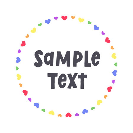 Round heart rainbow frame border. Valentines Day, Pride month flag concept. Vector flat illustration.のイラスト素材