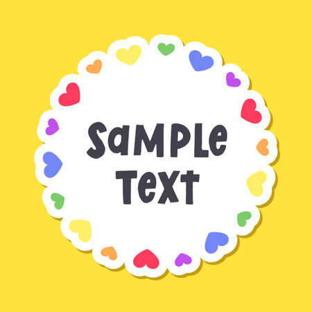 Round heart rainbow frame border. Valentines Day, Pride month flag concept. Vector flat illustration.のイラスト素材