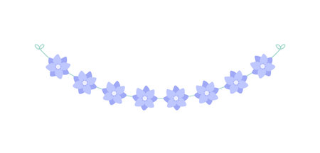 Cute spring floral garland illustration. Flower buntings for springtime designs.のイラスト素材