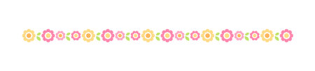 Cute Spring Floral Divider Borders. Springtime and Easter flower separators design elements.のイラスト素材