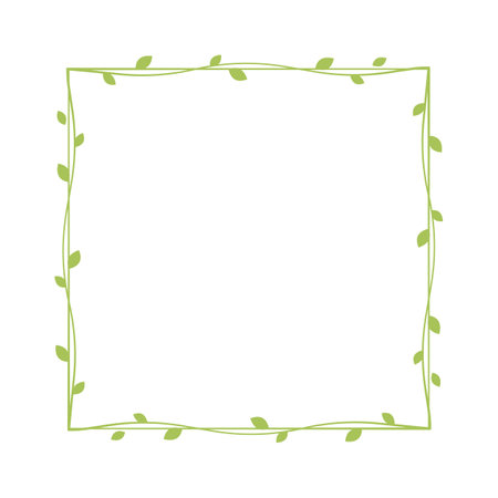 Square green vine frames and borders, floral botanical design element vector illustrationのイラスト素材