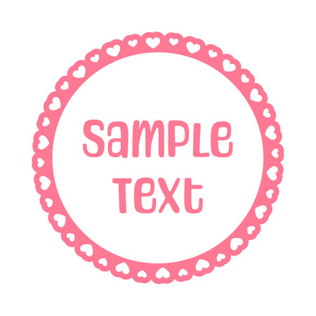 Round scalloped frame with hearts pattern text frame, Pastel Cute Valentines Frame Borderのイラスト素材