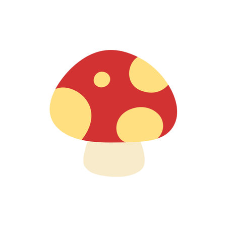 Red Mushroom Icon Logo Symbol, Simple Minimal Flat Design Vector Art Illustration. Autumn Vector Theme Digital Sticker.のイラスト素材