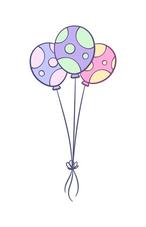 Bunch of polka dot party balloons vector illustrationのイラスト素材