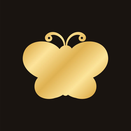 Gold Butterfly Logo. Abstract golden butterfly silhouette icon vector illustration.のイラスト素材