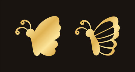 Gold Butterfly Logo Collection. Abstract golden butterfly silhouette icon vector illustration.のイラスト素材