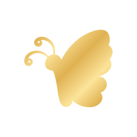 Gold Butterfly Logo. Abstract golden butterfly silhouette icon vector illustration.のイラスト素材