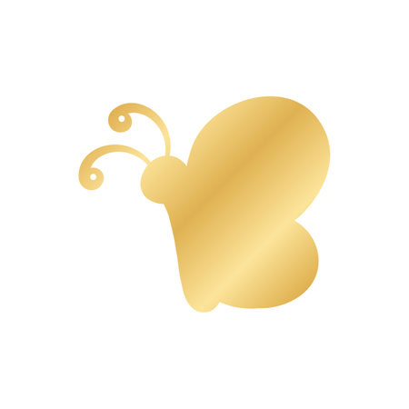 Gold Butterfly Logo. Abstract golden butterfly silhouette icon vector illustration.のイラスト素材