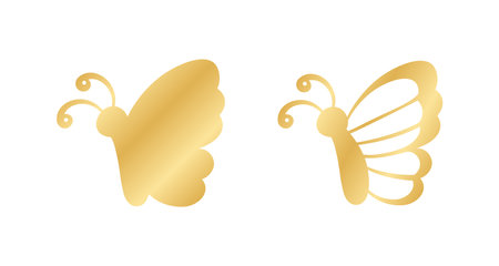 Gold Butterfly Logo Collection. Abstract golden butterfly silhouette icon vector illustration.のイラスト素材