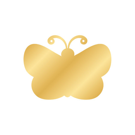 Gold Butterfly Logo. Abstract golden butterfly silhouette icon vector illustration.のイラスト素材