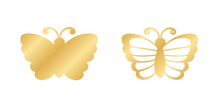 Gold Butterfly Logo Collection. Abstract golden butterfly silhouette icon vector illustration.のイラスト素材
