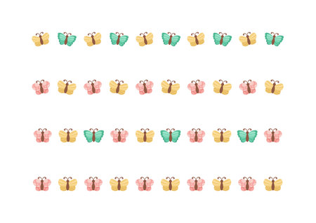 Cute Butterfly Separator Border Divider Set. Spring Summer Nature Pattern Vector Illustration Design.のイラスト素材