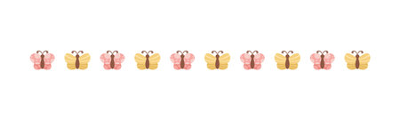 Cute Butterfly Separator Border Divider. Spring Summer Nature Vector Illustration Design.のイラスト素材