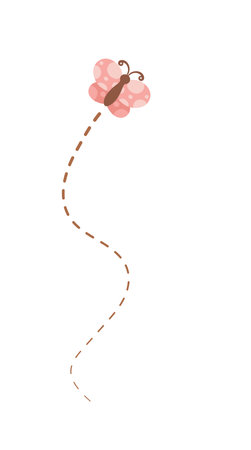 Flying Butterfly trail with dashed line route. Nature Spring Summer Design Elementのイラスト素材