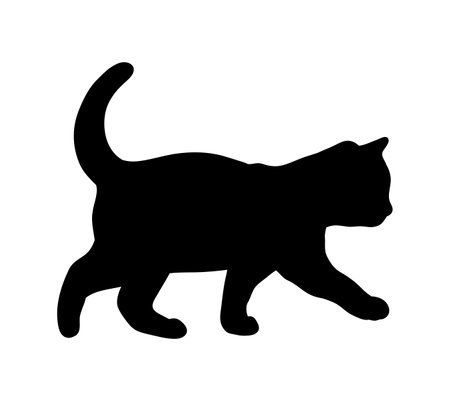 Walking Black Cat Abstract Silhouette. Icon, Logo vector illustration.のイラスト素材