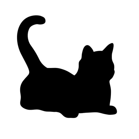 Sitting Black Cat Abstract Silhouette. Icon, Logo vector illustration.のイラスト素材