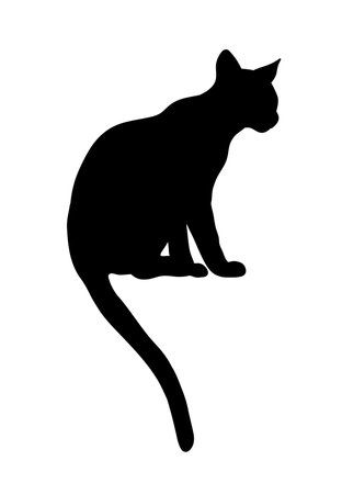 Sitting Black Cat Abstract Silhouette. Icon, Logo vector illustration.のイラスト素材