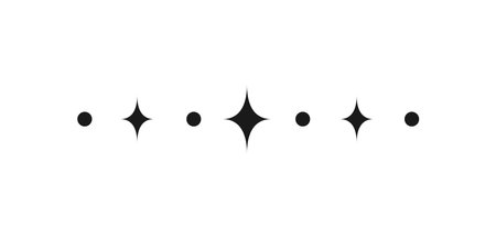 Celestial star sparkle pattern line text divider. Ornate boho mystic separator decorative elementのイラスト素材