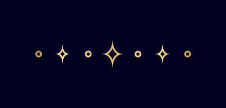 Gold celestial separator. Ornate boho mystic divider decorative elementのイラスト素材