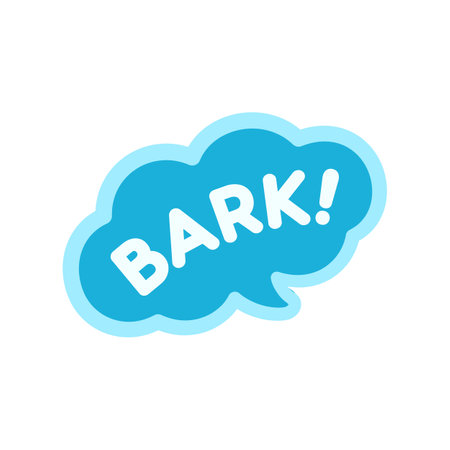 Dog bark animal sound effect text in a speech bubble balloon clipart. Cute cartoon onomatopoeia comics and lettering.のイラスト素材
