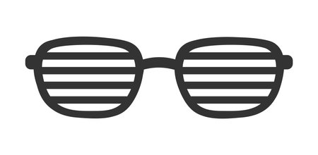 Shutter glasses shades sunglasses outline line art silhouette clipart. Funky party glasses eyewear cartoon vector illustration.のイラスト素材