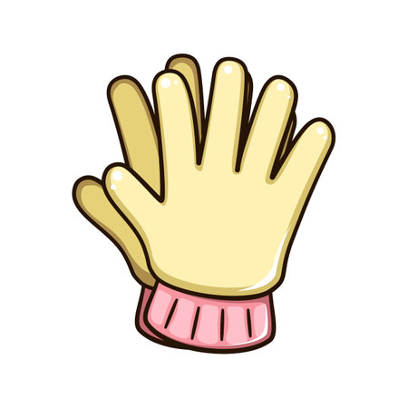 Gardening rubber gloves cute cartoon illustration. Gardening farming agriculture clipart.のイラスト素材