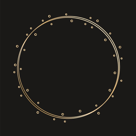 Simple circle geometric gold frame. Vector modern design template for wedding or birthday invitation, brochure, poster and business cardのイラスト素材