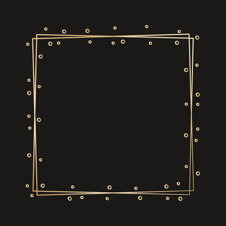 Simple square geometric gold frame. Vector modern design template for wedding or birthday invitation, brochure, poster and business cardのイラスト素材
