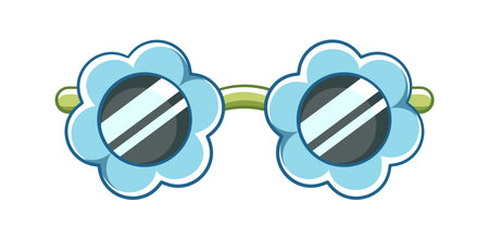 Flower sunglasses clipart. Funky party glasses vector illustration.のイラスト素材