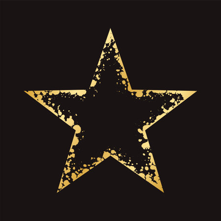 Abstract Star Shaped Gold Ink Splatter Graphicのイラスト素材