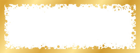 Abstract Rectangle Gold Ink Splatter Frame. Golden foil spray banner border template.のイラスト素材