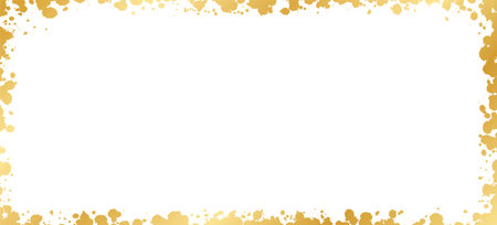 Abstract Rectangle Gold Ink Splatter Frame. Golden foil spray banner border template.のイラスト素材