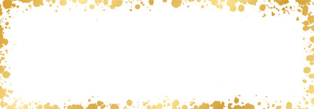 Abstract Rectangle Gold Ink Splatter Frame. Golden foil spray banner border template.のイラスト素材