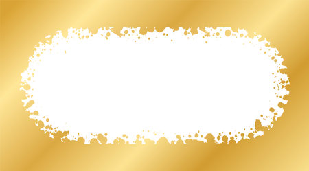Abstract Gold Ink Splatter Frame. Golden foil spray banner border template.のイラスト素材