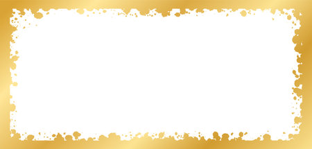 Abstract Rectangle Gold Ink Splatter Frame. Golden foil spray banner border template.のイラスト素材