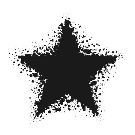 Star shape grunge ink splatter frame. Spray graffiti stencil border template.のイラスト素材