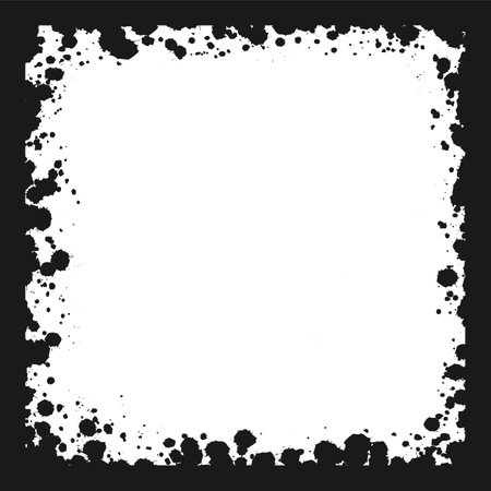 Square grunge ink splatter frame. Spray graffiti stencil border template.のイラスト素材