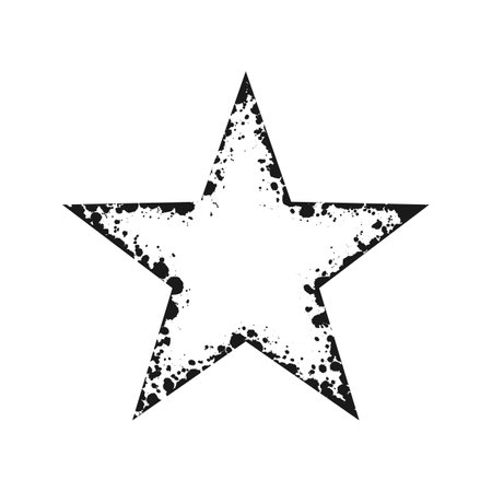 Star shape grunge ink splatter frame. Spray graffiti stencil border template.のイラスト素材
