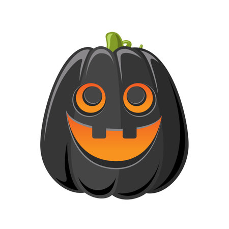 Black Jack O Lantern, Cute Creepy Spooky Halloween Pumpkin Decor Illustrationのイラスト素材
