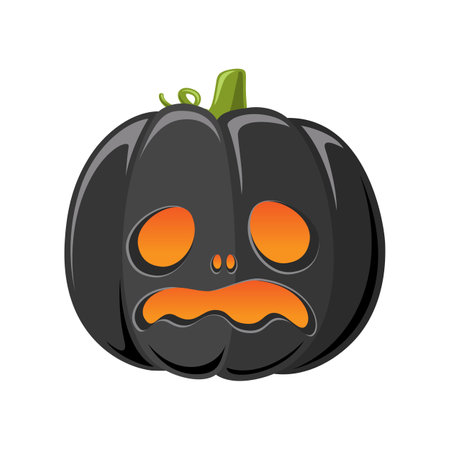 Black Jack O Lantern, Cute Creepy Spooky Halloween Pumpkin Decor Illustrationのイラスト素材